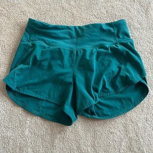 Lululemon 4in size 4 speed up shorts (Teal)